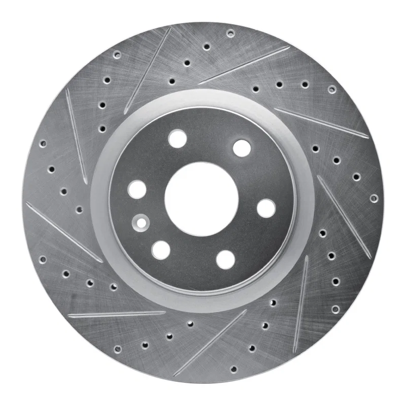 R1 Concepts 631-46046L, R1 10-16 Cadillac SRX Front Left Drilled & Slotted Silver Brake Rotor