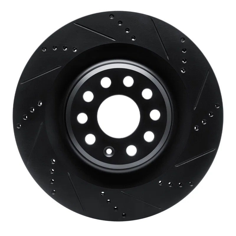 R1 Concepts 633-26006R, R1 12-21 Tesla Model S Rear Right Drilled & Slotted Black Brake Rotor