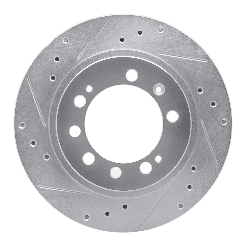 R1 Concepts 631-72005L, R1 83-89 Chrysler Conquest Rear Left Drilled & Slotted Silver Brake Rotor