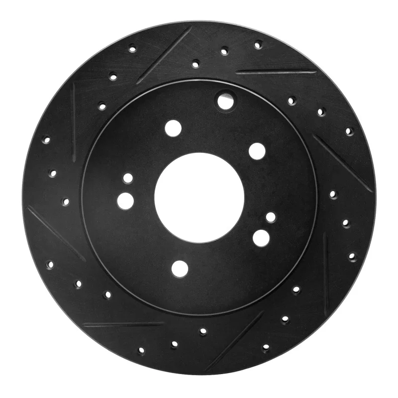 R1 Concepts 633-72040L, R1 06-12 Mitsubishi Eclipse Rear Left Drilled & Slotted Black Brake Rotor