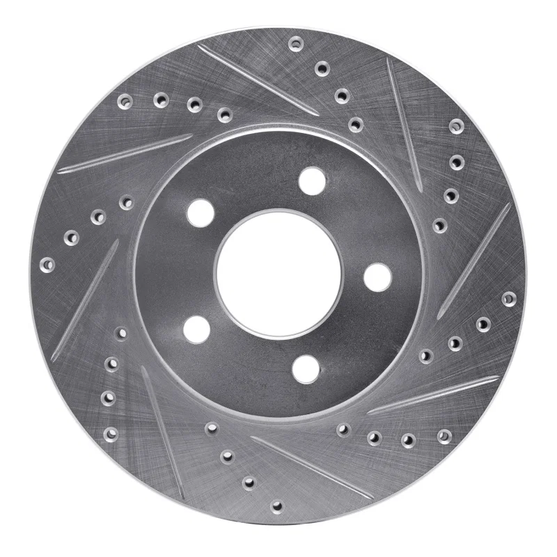 R1 Concepts 631-54056R, R1 05-10 Ford Mustang Front Right Drilled & Slotted Silver Brake Rotor