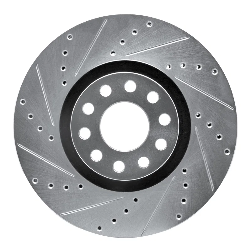 R1 Concepts 631-74024L, R1 02-05 Volkswagen Passat (USA/Canada) Front Left Drilled & Slotted Silver Brake Rotor