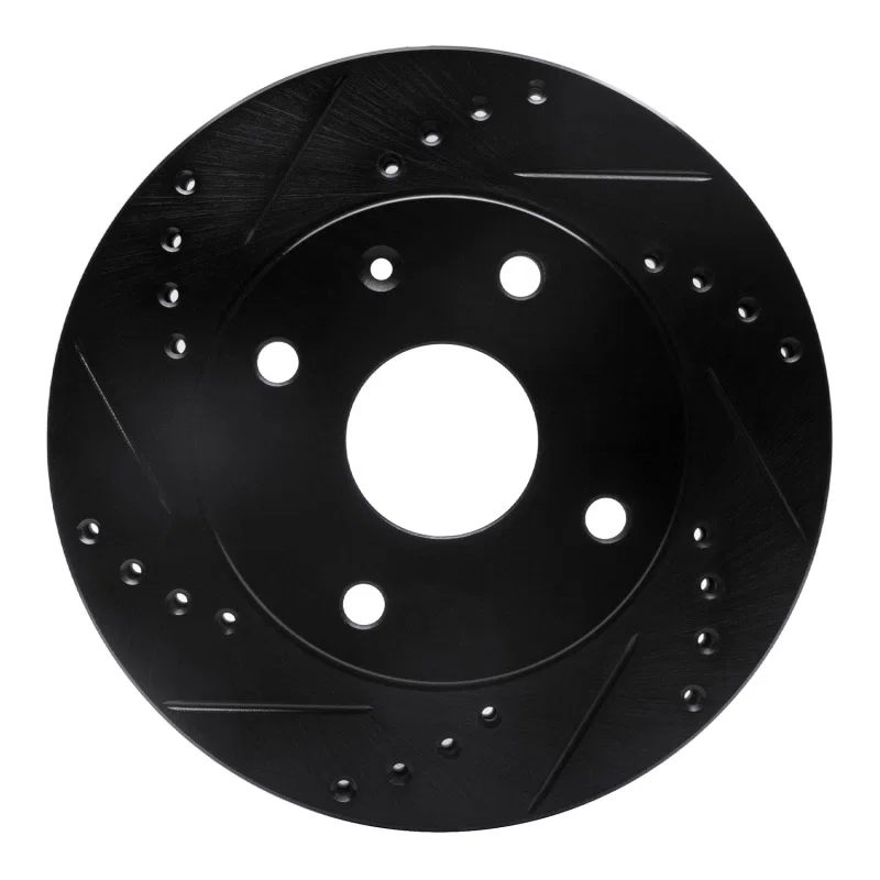 R1 Concepts 633-01010L, R1 04-10 Chevrolet Optra (USA/Canada) Front Left Drilled & Slotted Black Brake Rotor