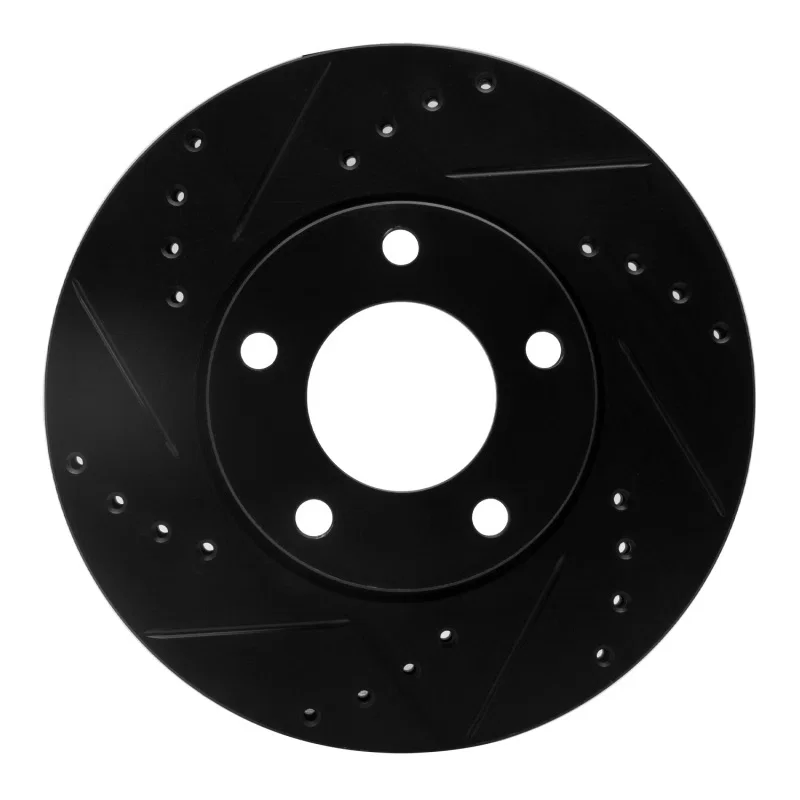 R1 Concepts 633-80041L, R1 04-13 Mazda 3 Front Left Drilled & Slotted Black Brake Rotor