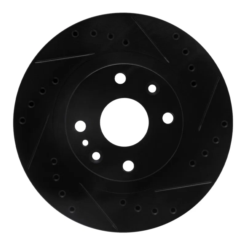 R1 Concepts 633-80034R, R1 99-03 Mazda Protege Front Right Drilled & Slotted Black Brake Rotor