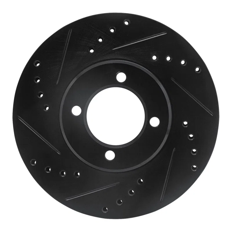 R1 Concepts 633-76020L, R1 84-87 Toyota Corolla (US/Canada) Front Left Drilled & Slotted Black Brake Rotor