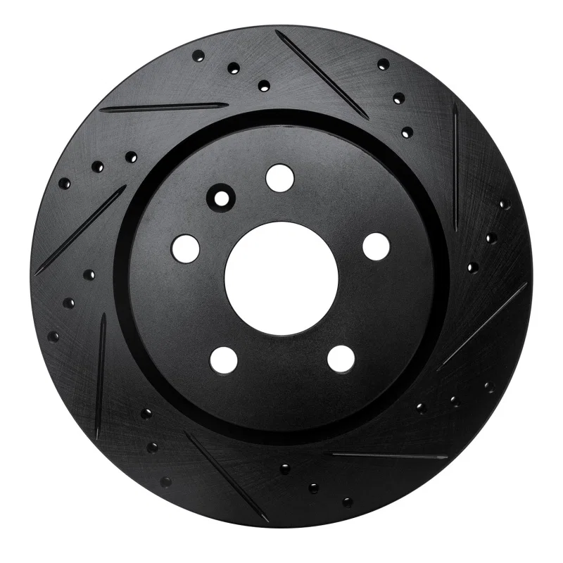R1 Concepts 633-65024R, R1 10-25 Buick Regal Rear Right Drilled & Slotted Black Brake Rotor