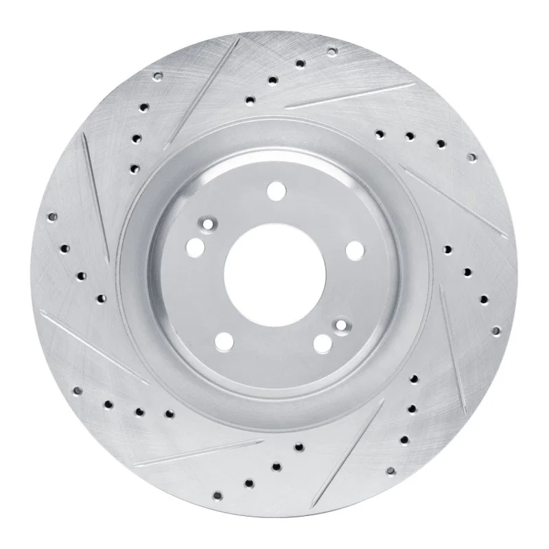 R1 Concepts 631-03061L, R1 19-22 Hyundai Veloster N Front Left Drilled & Slotted Silver Brake Rotor