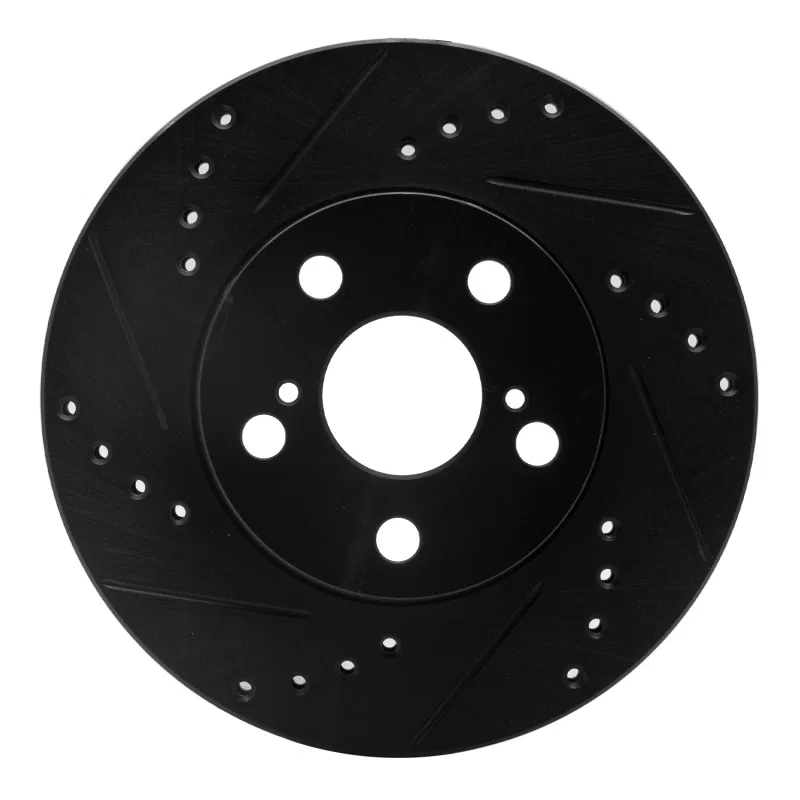 R1 Concepts 633-76067L, R1 94-00 Toyota Celica Front Left Drilled & Slotted Black Brake Rotor
