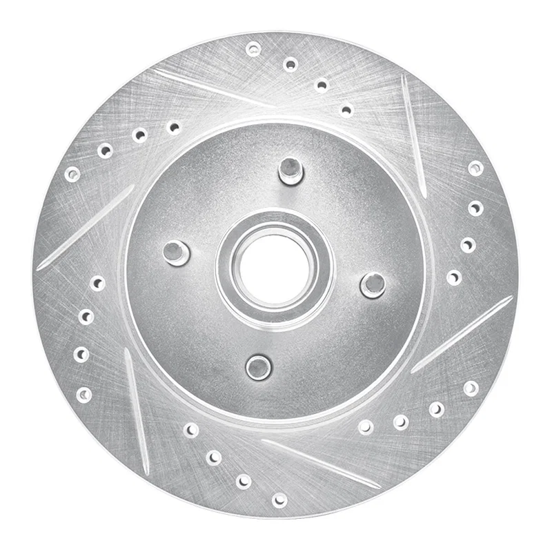 R1 Concepts 631-54026R, R1 87-93 Ford Mustang Front Right Drilled & Slotted Silver Brake Rotor