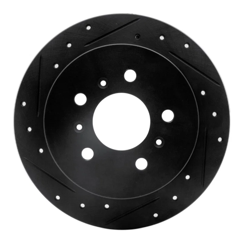 R1 Concepts 633-45011L, R1 06-10 Buick Allure Rear Left Drilled & Slotted Black Brake Rotor