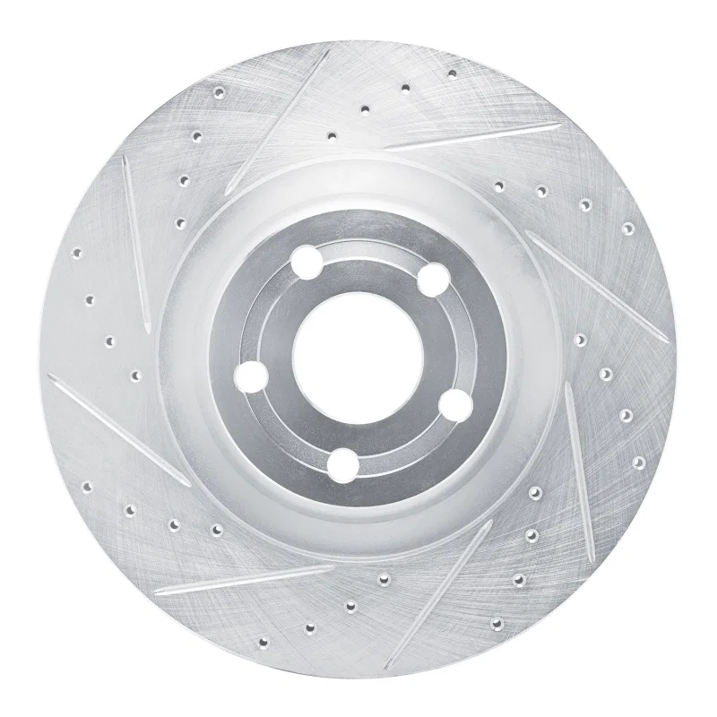 R1 Concepts 631-54296L, R1 22-25 Ford Maverick Front Left Drilled & Slotted Silver Brake Rotor