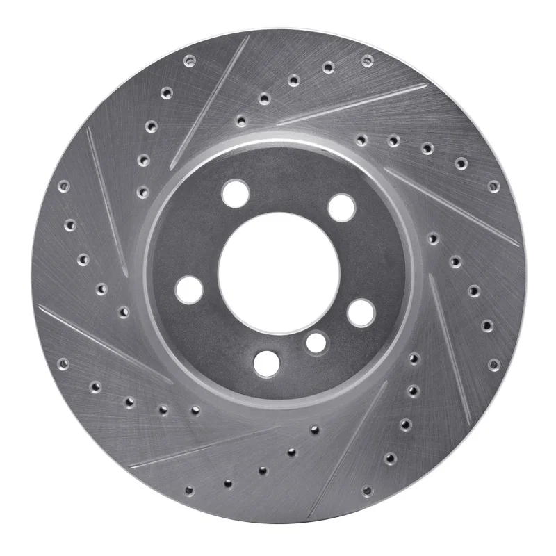 R1 Concepts 631-11007L, R1 03-05 Land Rover Range Rover Front Left Drilled & Slotted Silver Brake Rotor