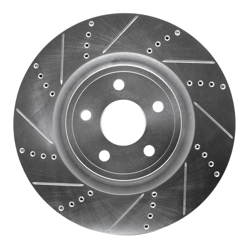 R1 Concepts 631-42009L, R1 2012-2025 Dodge Durango Front Left Drilled & Slotted Silver Brake Rotor