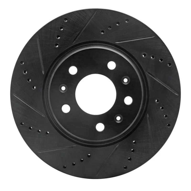 R1 Concepts 633-46013L, R1 03-08 Cadillac STS Front Left Drilled & Slotted Black Brake Rotor