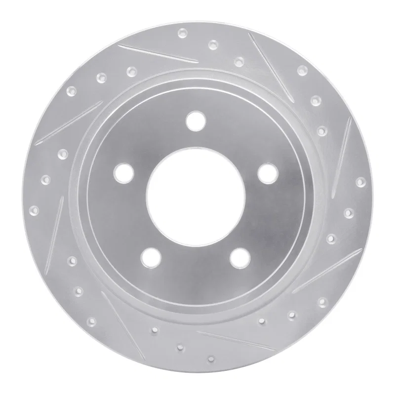 R1 Concepts 631-39028R, R1 04-08 Chrysler Pacifica Rear Right Drilled & Slotted Silver Brake Rotor