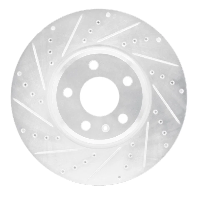 R1 Concepts 631-73057L, R1 08-12 Audi Q5 (Mexico) Front Left Drilled & Slotted Silver Brake Rotor