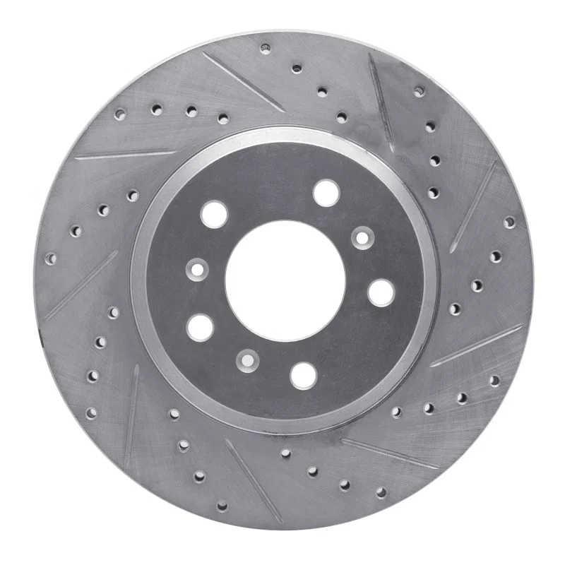 R1 Concepts 631-45012R, R1 06-16 Buick Lucerne Front Right Drilled & Slotted Silver Brake Rotor