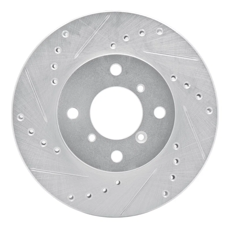 R1 Concepts 631-01003L, R1 99-07 Suzuki Aerio Front Left Drilled & Slotted Silver Brake Rotor