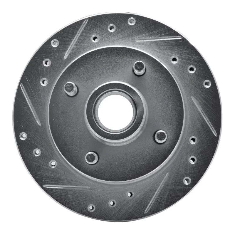 R1 Concepts 631-54018L, R1 79-81 Ford Mustang Front Left Drilled & Slotted Silver Brake Rotor