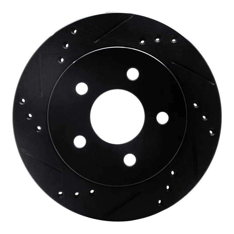R1 Concepts 633-54030L, R1 90-92 Ford Taurus SHO Rear Left Drilled & Slotted Black Brake Rotor