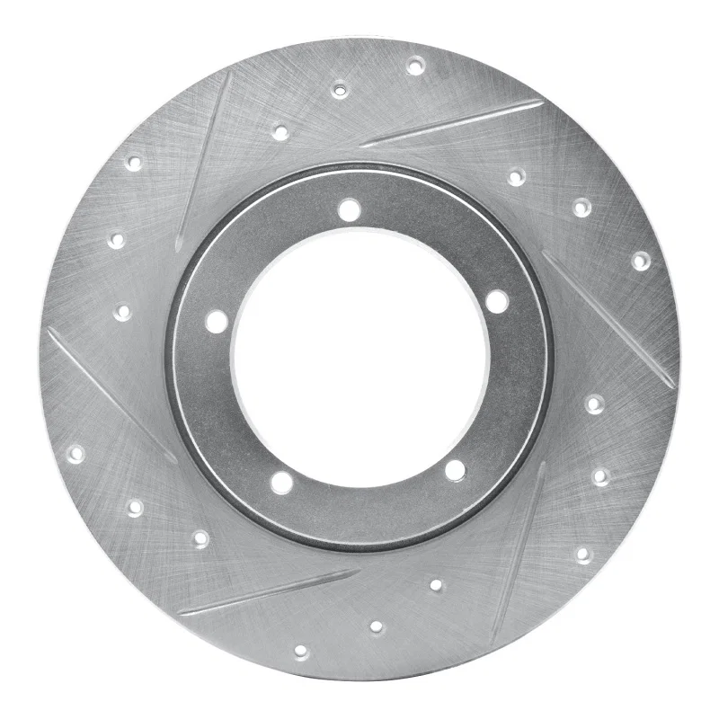 R1 Concepts 631-02000L, R1 65-76 Porsche 911 Front Left Drilled & Slotted Silver Brake Rotor
