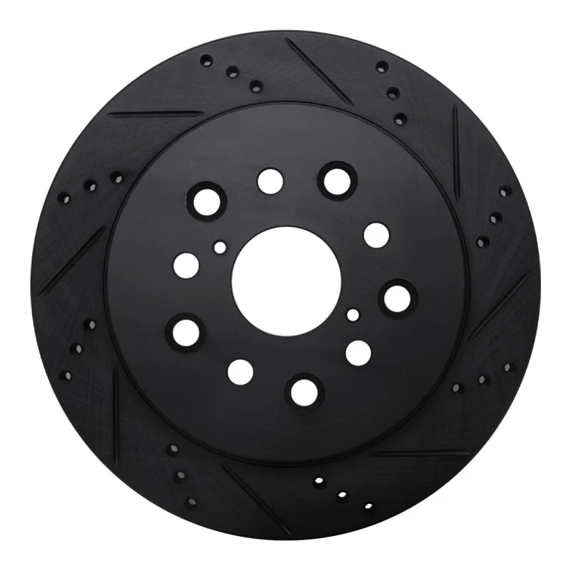 R1 Concepts 633-75010R, R1 01-06 Lexus LS430 Rear Right Drilled & Slotted Black Brake Rotor