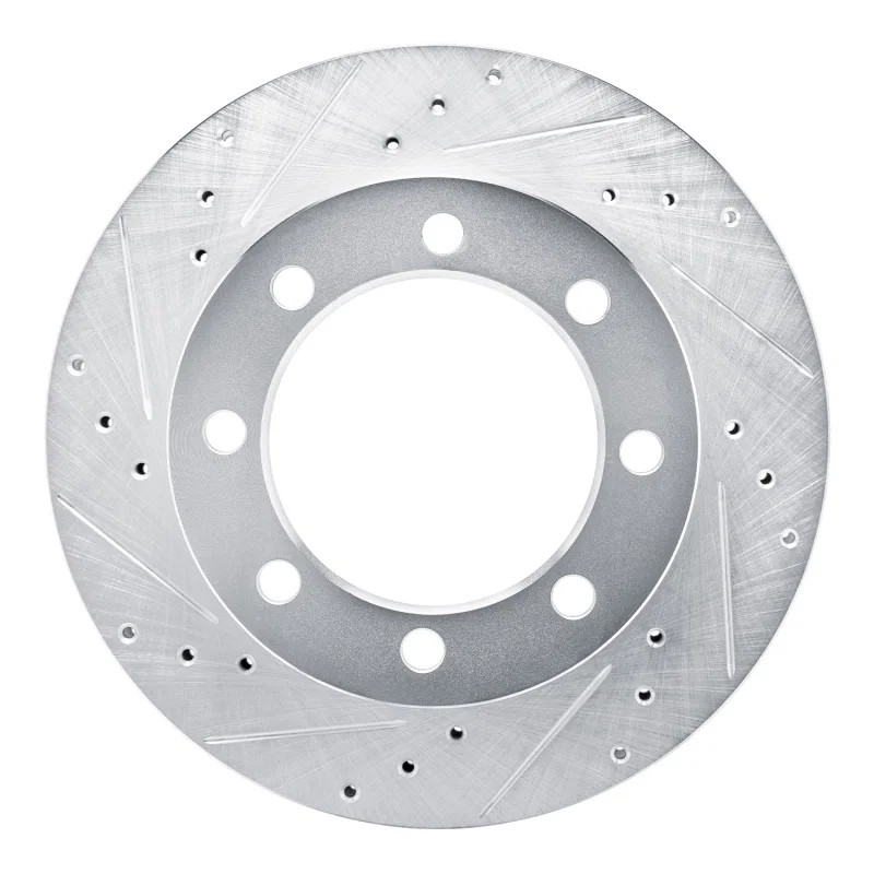 R1 Concepts 631-40047L, R1 80-93 Dodge W200 Front Left Drilled & Slotted Silver Brake Rotor