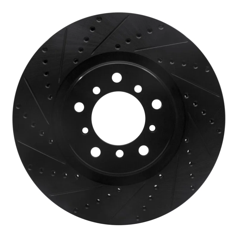 R1 Concepts 633-31055D, R1 01-06 BMW M3 Right Front Drilled & Slotted Black Brake Rotor