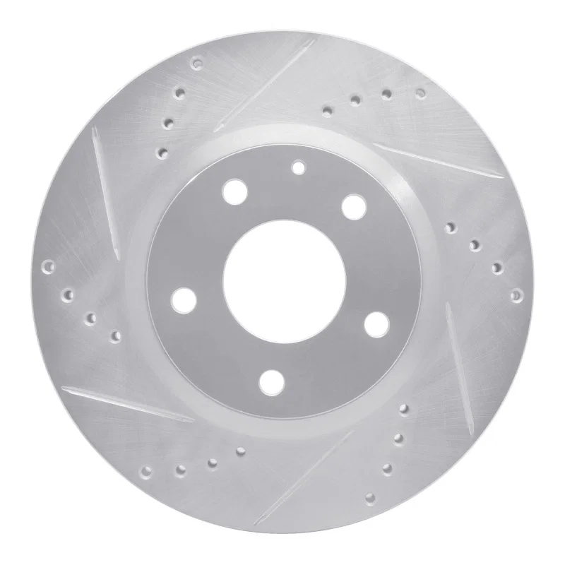 R1 Concepts 631-80052L, R1 14-24 Mazda 3 Front Left Drilled & Slotted Silver Brake Rotor