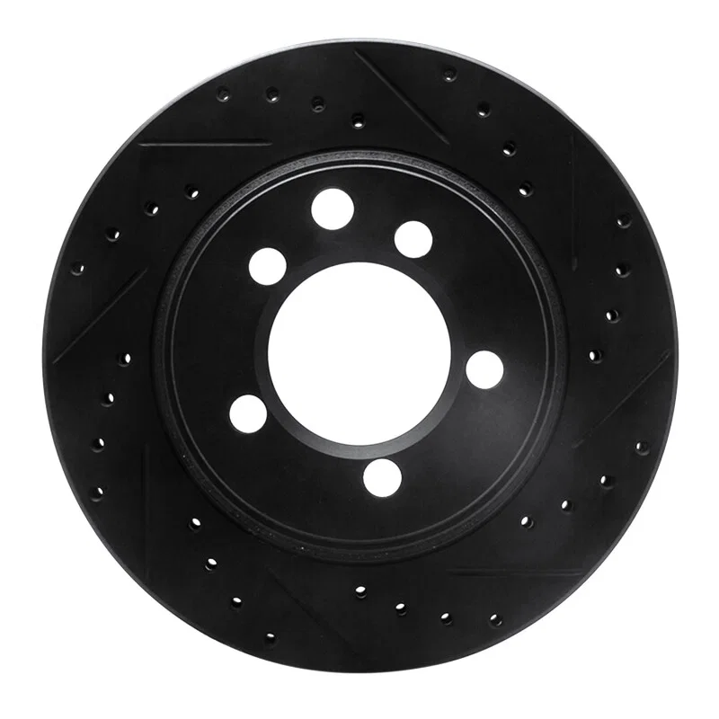 R1 Concepts 633-40053R, R1 74-81 Dodge W100 Front Right Drilled & Slotted Black Brake Rotor