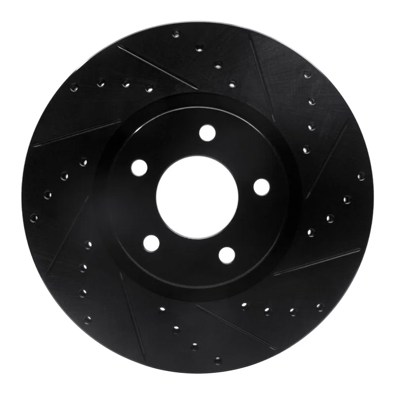 R1 Concepts 633-80048R, R1 07-13 Mazda 3 Front Right Drilled & Slotted Black Brake Rotor
