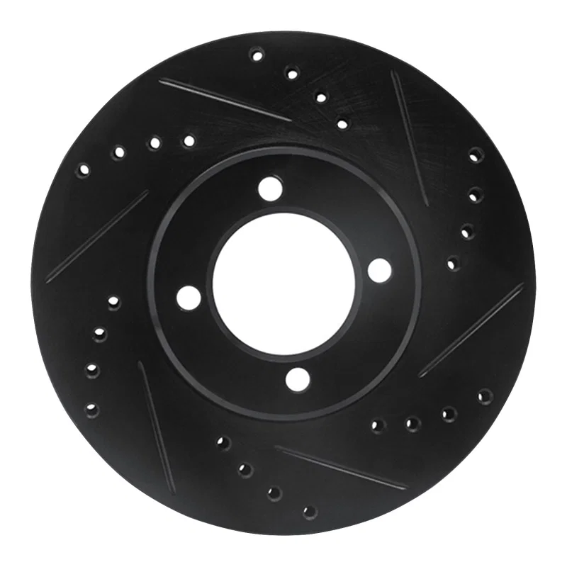 R1 Concepts 633-76020R, R1 84-87 Toyota Corolla (US/Canada) Front Right Drilled & Slotted Black Brake Rotor