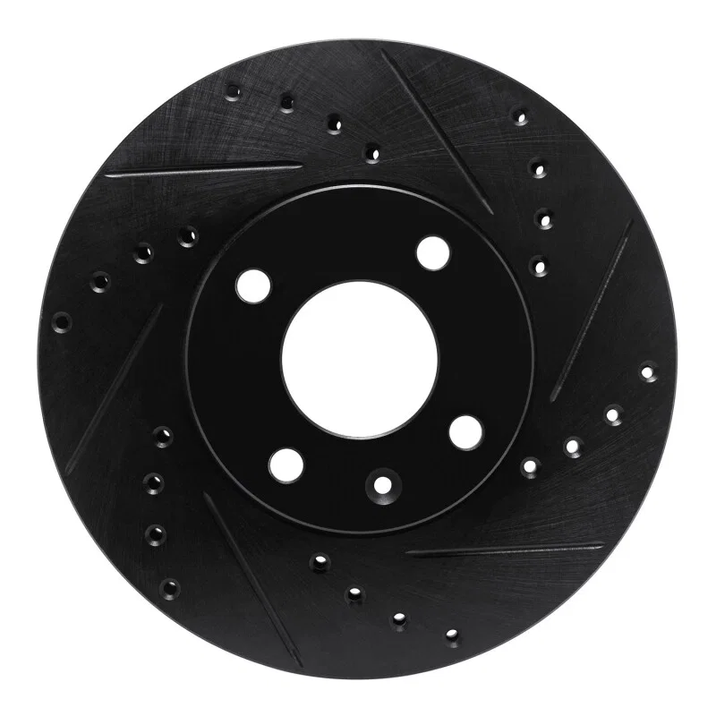 R1 Concepts 633-47076R, R1 16-22 Chevrolet SPARK (USA/Canada) Front Right Drilled & Slotted Black Brake Rotor