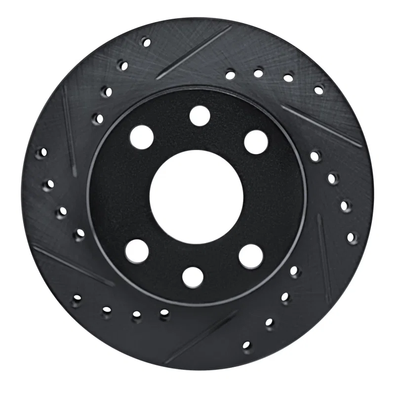 R1 Concepts 633-47002L, R1 85-93 Chevrolet SPECTRUM Front Left Drilled & Slotted Black Brake Rotor
