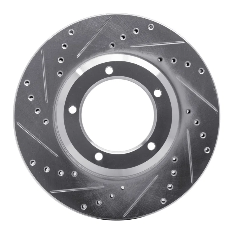 R1 Concepts 631-11001L, R1 90-16 Land Rover Defender 90 Front Left Drilled & Slotted Silver Brake Rotor