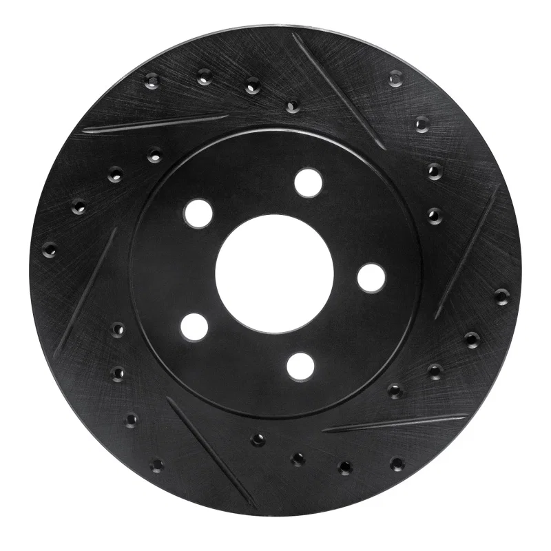R1 Concepts 633-40046R, R1 84-95 Chrysler Town & Country Front Right Drilled & Slotted Black Brake Rotor
