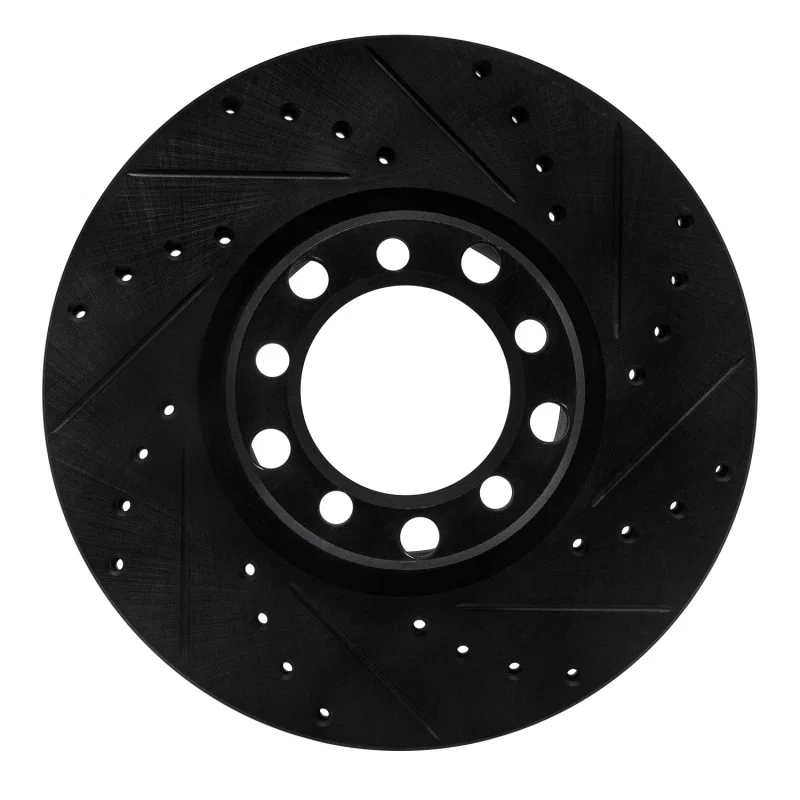 R1 Concepts 633-63007R, R1 82-85 Mercedes-Benz 500SEC Front Right Drilled & Slotted Black Brake Rotor