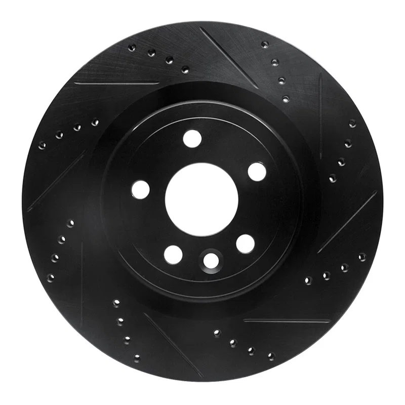 R1 Concepts 633-20034R, R1 2017-2020 Jaguar I-Pace Rear Right Drilled & Slotted Black Brake Rotor