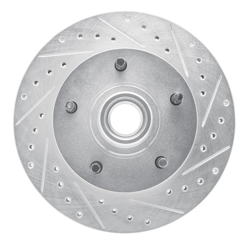 R1 Concepts 631-54097R, R1 73-93 Ford E-100 Econoline Front Right Drilled & Slotted Silver Brake Rotor