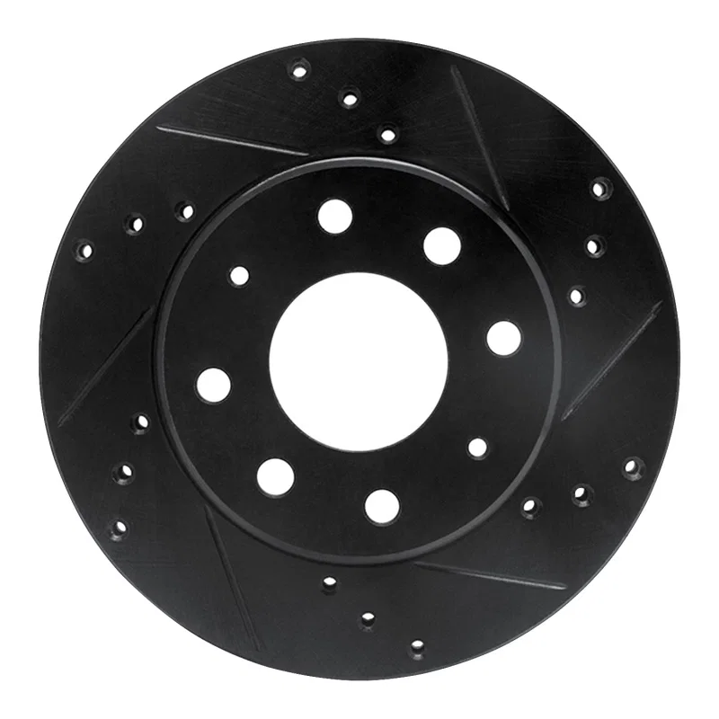 R1 Concepts 633-72022R, R1 88-07 Dodge Colt Front Right Drilled & Slotted Black Brake Rotor
