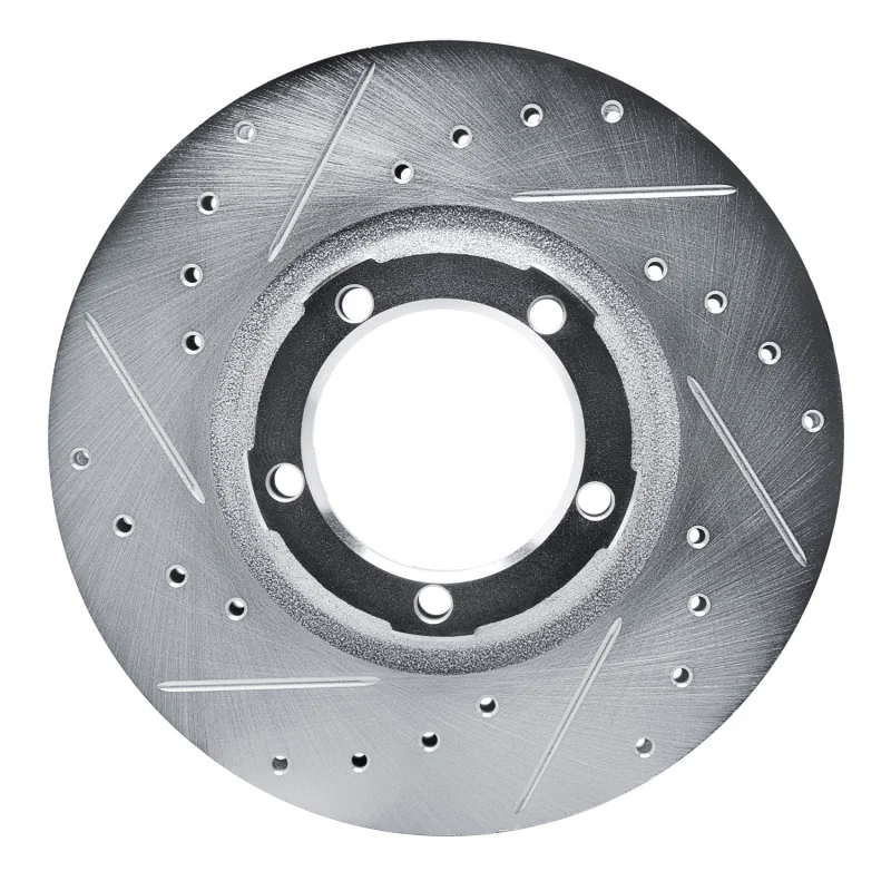 R1 Concepts 631-72050L, R1 87-90 Mitsubishi Van Front Left Drilled & Slotted Silver Brake Rotor