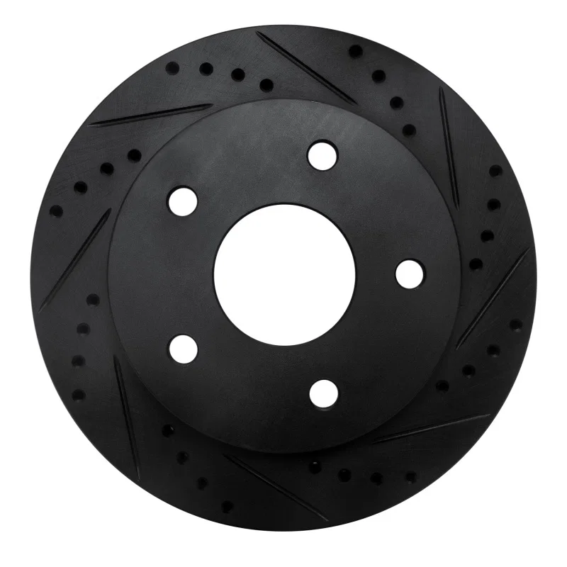 R1 Concepts 633-40092R, R1 00-01 Dodge Ram 1500 Pickup Front Right Drilled & Slotted Black Brake Rotor