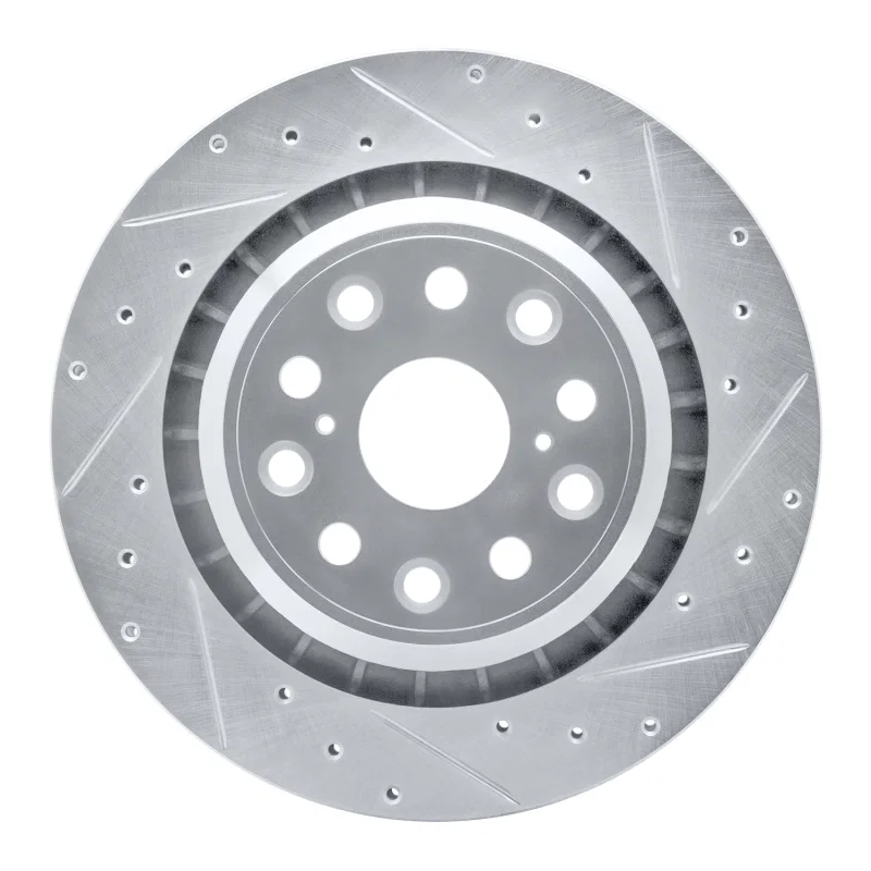 R1 Concepts 631-75022D, R1 07-17 Lexus LS460 Right Rear Drilled & Slotted Silver Brake Rotor