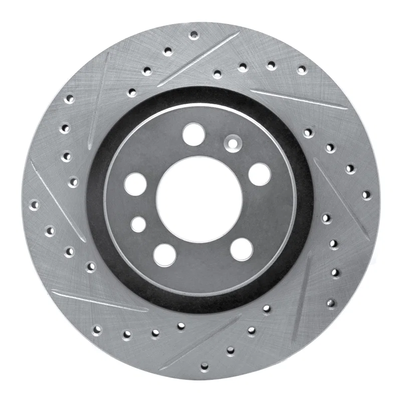 R1 Concepts 631-74016L, R1 98-15 Volkswagen Golf Front Left Drilled & Slotted Silver Brake Rotor