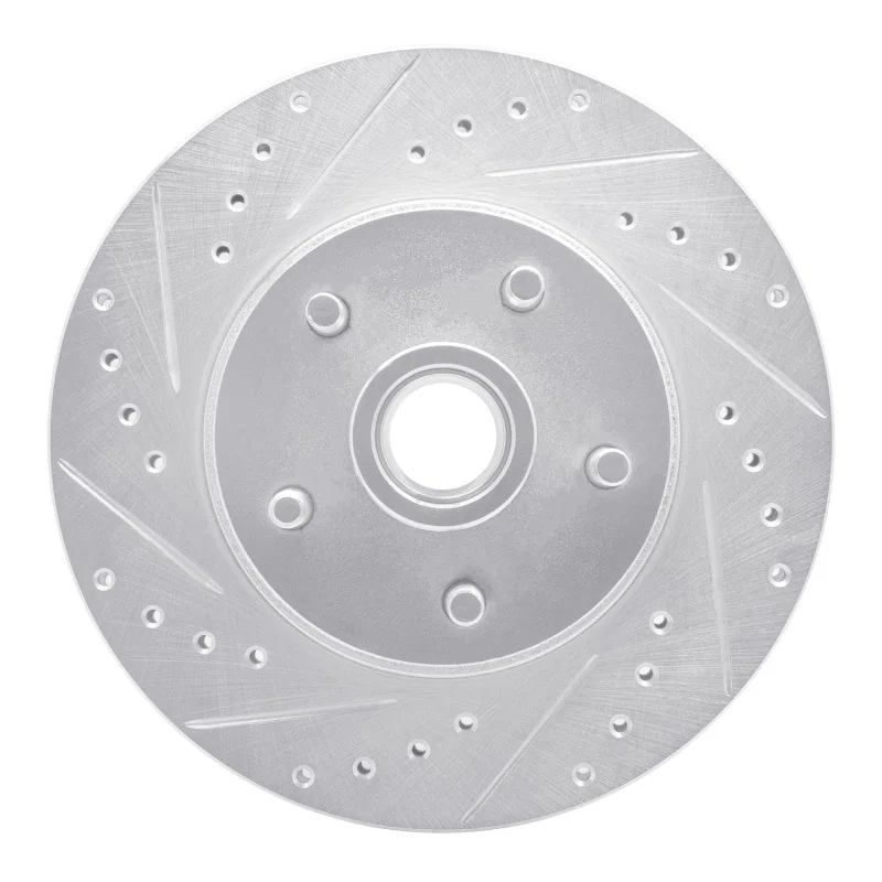 R1 Concepts 631-54006L, R1 68-70 Ford Falcon Front Left Drilled & Slotted Silver Brake Rotor for Mercury Montego