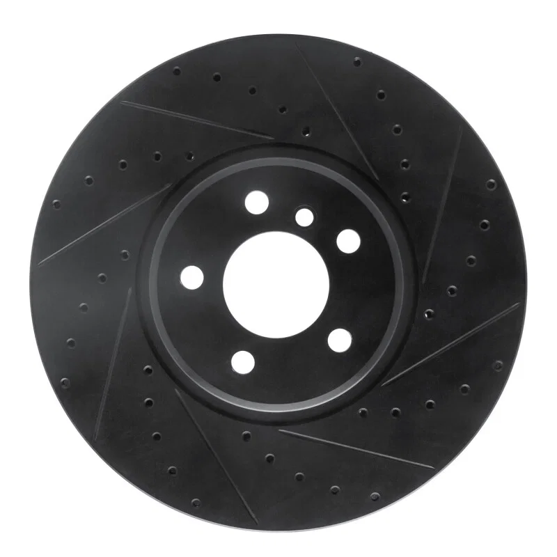 R1 Concepts 633-31145R, R1 08-19 BMW X5 Front Right Drilled & Slotted Black Brake Rotor