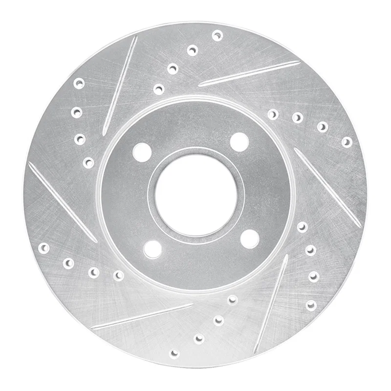 R1 Concepts 631-54053L, R1 05-12 Ford Focus Front Left Drilled & Slotted Silver Brake Rotor
