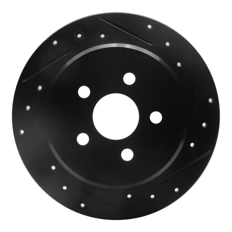 R1 Concepts 633-39014R, R1 03-10 Chrysler PT Cruiser Rear Right Drilled & Slotted Black Brake Rotor