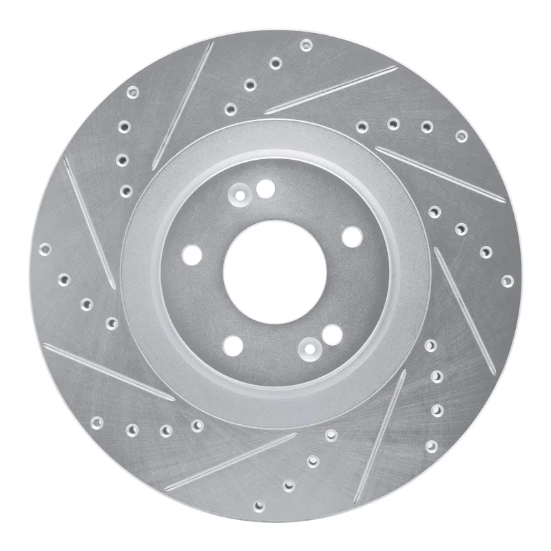 R1 Concepts 631-21044L, R1 20-25 Hyundai Palisade Front Left Drilled & Slotted Silver Brake Rotor